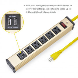 دسکتاپ 5 پانل تخت پاور قدرت با شارژر USB، 5 سوکت قدرت نوار 5V 2.4A / 1A
