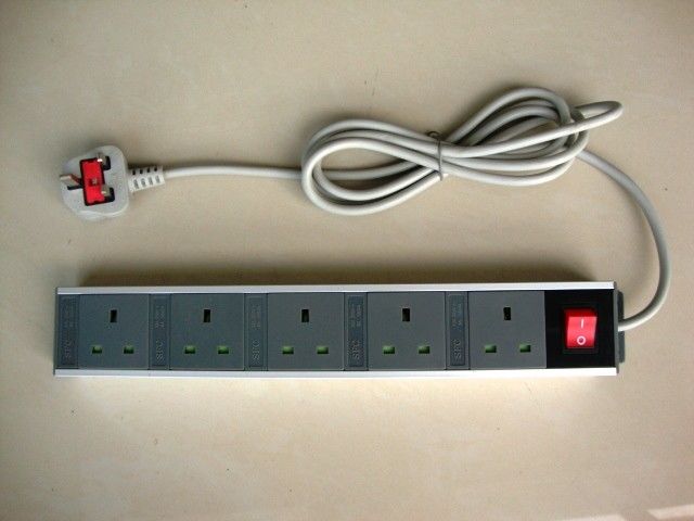 5 خروجی نوار برق اروپا با کابل های اضافی، نوار تخت Plug قدرت 250V