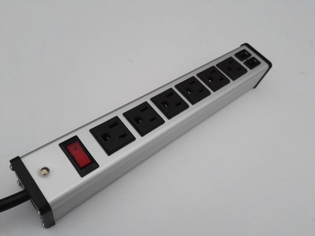 سوکت چندگانه خروجی 6 خروجی با شارژر دو پورت USB با کنترل خاموش کردن سوئیچ