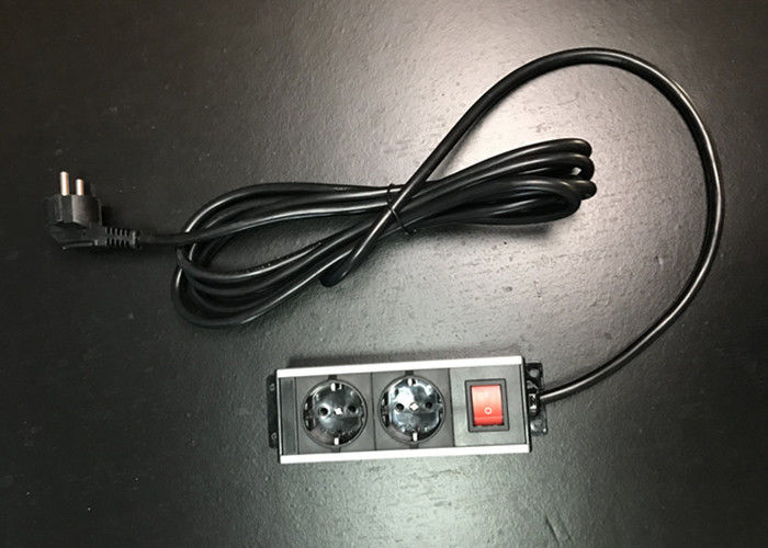 Black Color 2 Outlet European Power Strip Alumini Shell Germany Power Bar