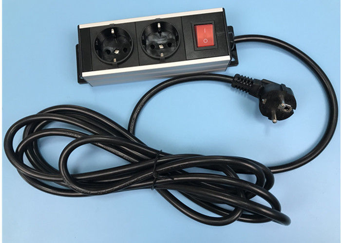 Black Color 2 Outlet European Power Strip Alumini Shell Germany Power Bar