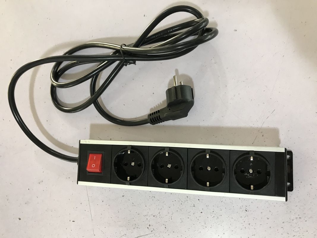 Alu Shell 4 Outlets European Power Strip Bar با سیم متصل به سیم 2.0 متر