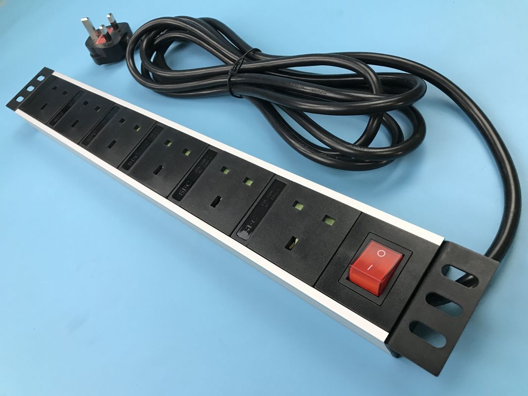 250V 6 UK Jack Power Outlet Multiple Bar with 2m Cable Smart Six British Socket
