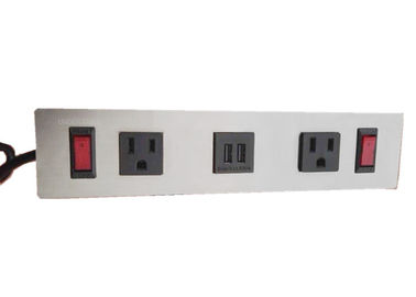 منبع تغذیه فلزی مبلمان Power Outlet 2 شارژر USB و 2 سوکت با سوئیچ فردی
